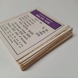 Monopoly Replacement Deed Cards Property Vintage Full Set Crafts Jagged Edge 60s